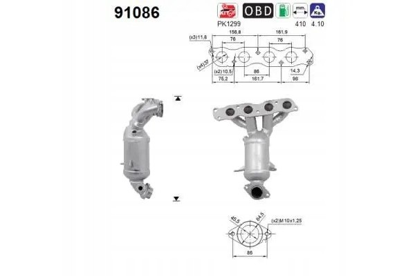 CATALYST EURO EMISSION 5 91086 AS OPEL SUZUKI Packaging status original