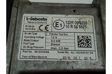 WEBASTO SKODA SUPERB III 3Q0815005N PARKING HEATER Skoda Superb III Part manufacturer Skoda OE