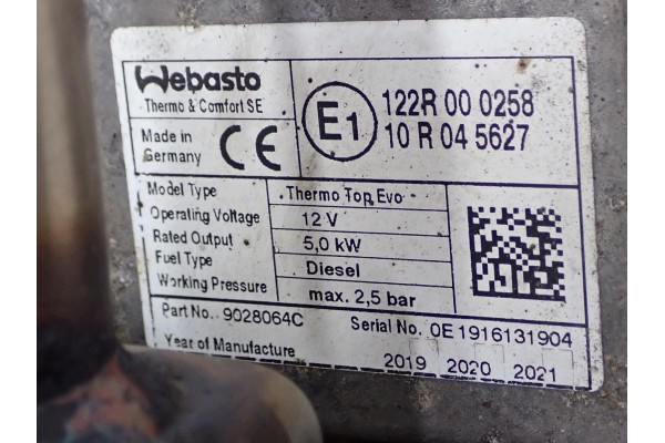 WEBASTO PARKING HEATER 7E0815071E VW TRANSPORTER T6 2 0 TDI 19R Quality of parts according to GVO O original with manufacturer s