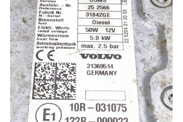 Webasto VOLVO V40 Hatchback 31369514 1 56L diesel 84kW 2015 Car type passenger cars