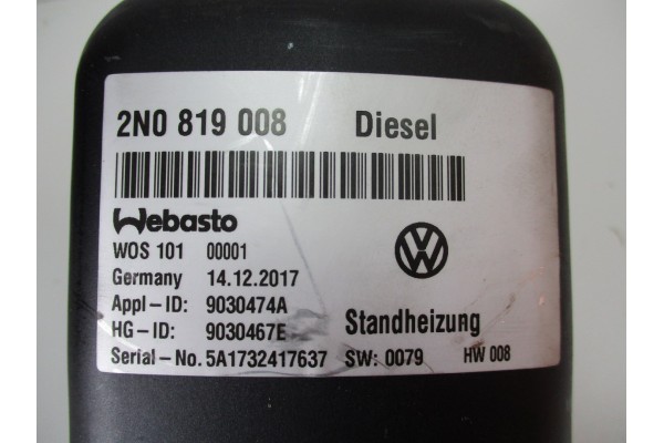 Webasto VW CRAFTER 2N0 2N0819008 17 years old Car type passenger cars
