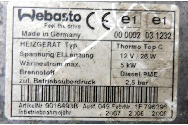 AUDI A8 D3 TDI PARKING HEATER WEBASTO DIESEL 4E0815069G 4E0910105A Product weight with unit packaging 4 kg