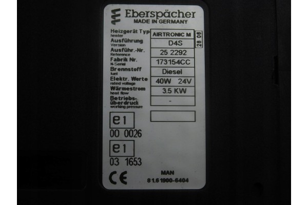 D4S 81 61900 6404 WEBASTO HEATING MAN TGA TGX 18 440