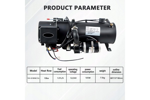 12V 10KW Hydronic Diesel Water Heater for Engine and Cabin Part manufacturer no brand