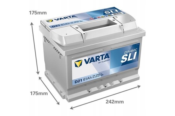 Battery Varta 61Ah 600A 12V D21 WITHOUT OLD SENTENCE fresh date productionc