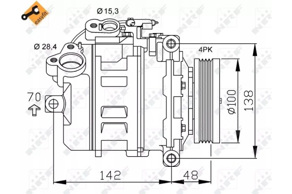 32433 NRF BMW AIR CONDITIONING COMPRESSOR Catalog number of substitutes AHE 97901 AHE 98901 AHE 98901 A BV PSH 090 215 005 050 B