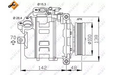 32433 NRF BMW AIR CONDITIONING COMPRESSOR Catalog number of substitutes AHE 97901 AHE 98901 AHE 98901 A BV PSH 090 215 005 050 B