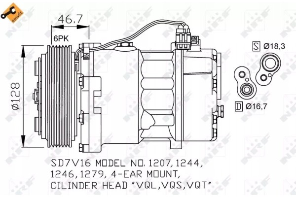 32168 NRF VW AIR CONDITIONING COMPRESSOR Catalog number of the part 32168