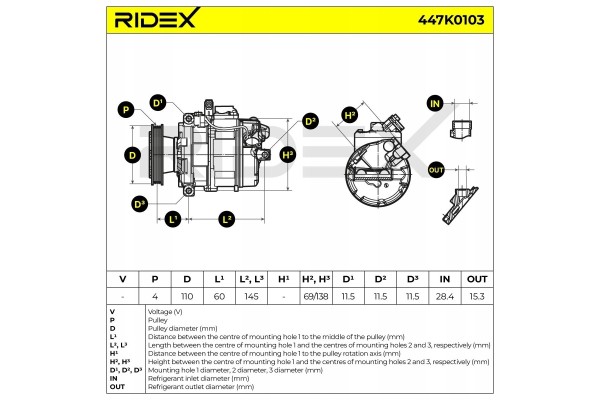 Air conditioning compressor RIDEX 447K0103 7SUE16 for AUDI A6 Sedan 4B2 C5 A8 Catalog number of substitutes DENSO DCP02026 VEMO 