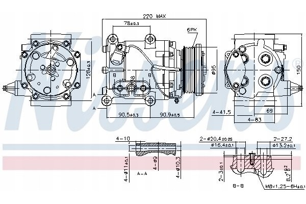AIR CONDITIONING COMPRESSOR NISSENS 89365 Product weight with unit packaging 11 kg