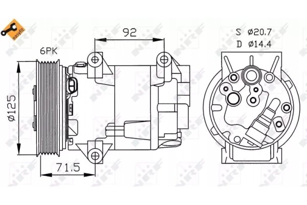 32208 NRF AIR CONDITIONING COMPRESSOR RENAULT MEGANE NISSAN CVC6 Catalog number of substitutes ABAKUS 035 023 0002 ACAUTO AC 01D