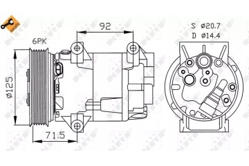32208 NRF AIR CONDITIONING COMPRESSOR RENAULT MEGANE NISSAN CVC6 Catalog number of substitutes ABAKUS 035 023 0002 ACAUTO AC 01D