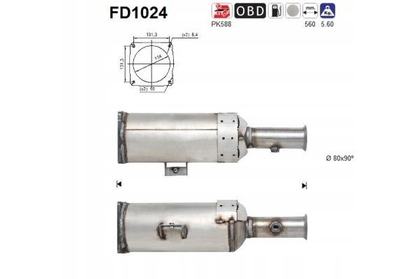 PERMANENT PARTICLE FILTER DPF CITROEN JUMPY II 2 0HDI EURO 4 ASCFD1024
