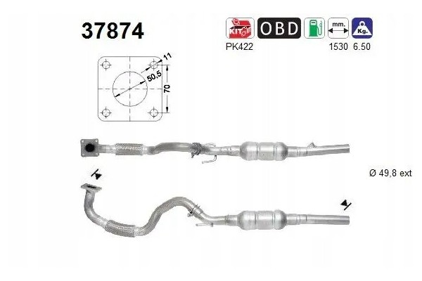 CATALYST 37874 AS SEAT VW BORA BORA I 1J2 Packaging status original