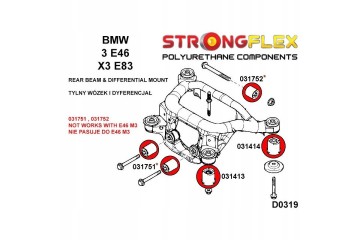 Bushes Bushing for the trolley Beams REAR BMW E46 Polyurethane Part manufacturer Strongflex
