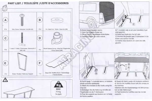 Camping deska do zavazadloveho prostoru VW T5 T6 2003 25 Product weight with unit packaging 0 kg