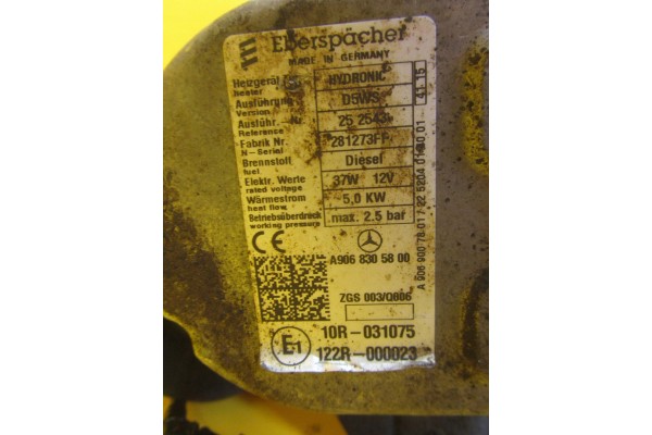 Webasto 37W 12V5 0 KW Mercedes Sprinter 906 2 2 CDI 2006 Part manufacturer Mercedes Benz OE