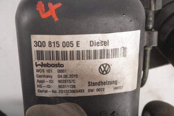PARKING HEATER WEBASTO VW PASSAT B8 3Q0815005E 9031113B Catalog number of the original 9031113B