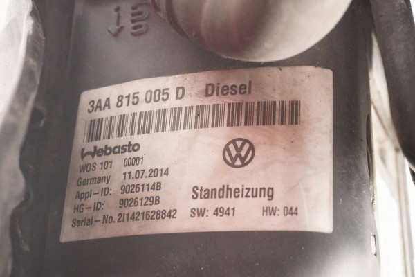 PARKING HEATER WEBASTO VW PASSAT B7 3AA815005D 9026129B Catalog number of the original 9026129B