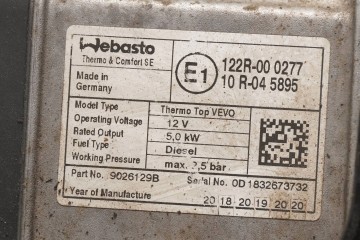 PARKING HEATER WEBASTO VW CADDY 1K0815007CJ Catalog number of substitutes W0S1010000