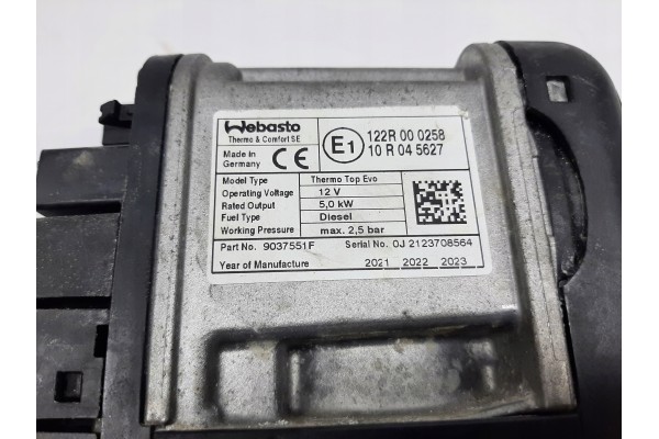 VW CRAFTER MAN TGE WEBASTO PARKING HEATER 2N0819008C Catalog number of the part 2N0819008C