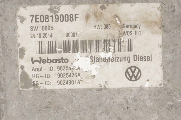 PARKING HEATER WEBASTO VW T5 7E0819008F 9025426A Catalog number of the original 7E0201901A