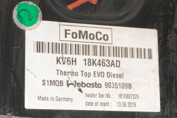 PARKING HEATING WEBASTO FORD TRANSIT CONNECT KV6H18K463AD 935109B Version European