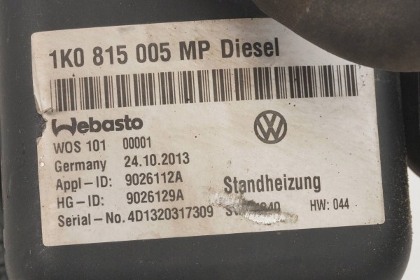 PARKING HEATER WEBASTO VW CADDY TOURAN 1K0815005MP 9026129A Version European