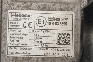 Calefactor estacionario WEBASTO VW Caddy Touran 1K0815005MP 9026129A