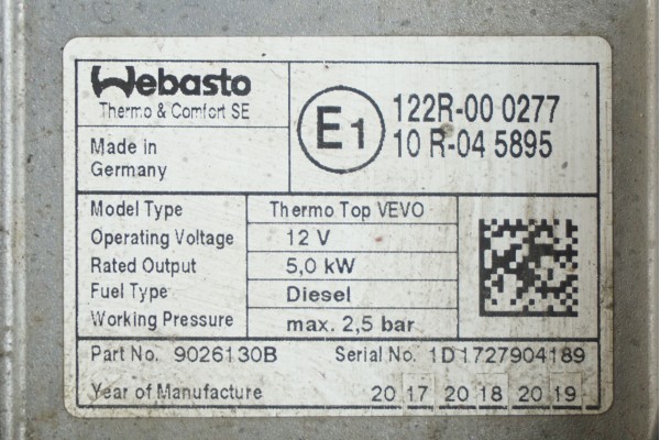 HEATING WEBASTO VEVO VW CADDY 2K0815065 Part manufacturer Volkswagen OE
