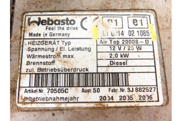 WEBASTO 010014021085 para RENAULT TRAFIC II 1.9 dCI 100