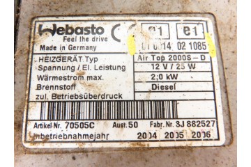 WEBASTO 010014021085 para RENAULT TRAFIC II 1.9 dCI 100