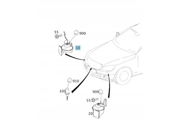 MERCEDES BENZ C W204 Right horn A0075427020 Part manufacturer MB