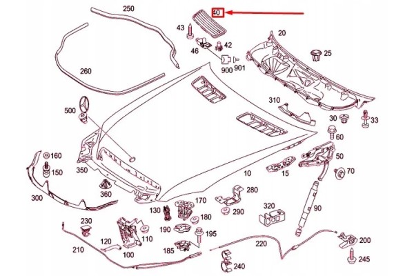 MERCEDES BENZ S Engine hood Left grill guard 221 880 03 05 Catalog number of the part 221 880 03 05 9999