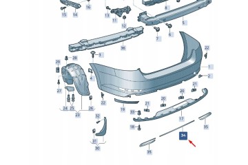 SKODA OE 3V5807823 2ZZ SKODA SUPERB MK3 REAR CHROME CENTER BUMPER Catalog number of the part 3V58078232ZZ OEM