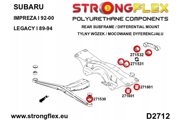 Subaru Forester I 97 02 SF II 02 08 SG Rear Bushing Kit Part manufacturer Strongflex