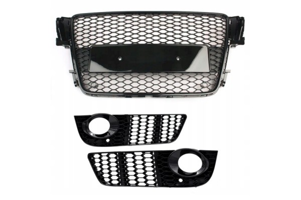 GRILL AUDI A5 8T 07 12 RS5 DESIGN HALOGEN GRILLE BLACK GLOSS