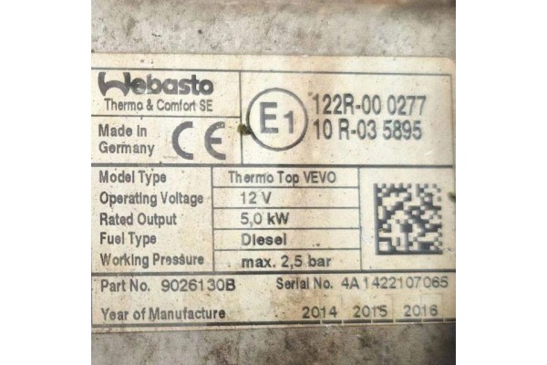 Webasto VW CADDY III Van 2KA 2KH 2CA 2CH 1K0815065AT 1 97L diesel Product weight with unit packaging 10 kg