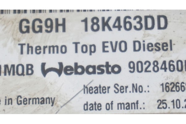 FORD EDGE II MK2 2 0 TDCI WEBASTO GG9H 18K463 DD Part manufacturer FoMoCo
