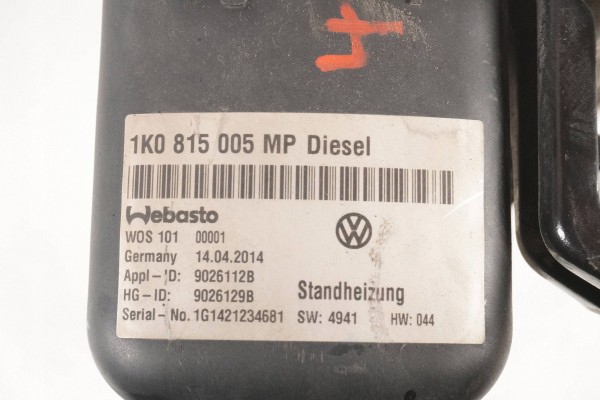 PARKING HEATER WEBASTO VW CADDY TOURAN 1K0815005MP 9026129B Catalog number of the original 9026129A