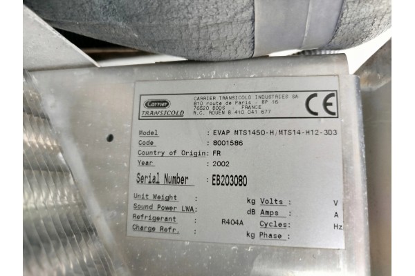 CARRIER EVAP MTS1450 H MTS14 H12 3D3 REFRIGERATION UNIT Quality of parts according to GVO O original with manufacturer s logo OE