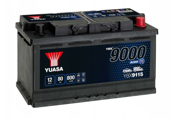 Battery Yuasa YBX9115 12V 80Ah 800A AGM Start Stop
