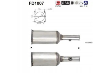 PARTICULATE FILTER FAP DPF FD1007 AS CITROEN Part manufacturer AS
