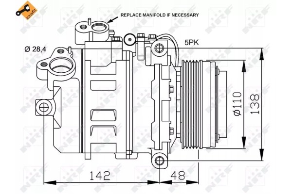 32123 NRF AIR CONDITIONING COMPRESSOR BMW 320I 98 00 Catalog number of the part 32123