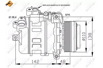 32123 NRF AIR CONDITIONING COMPRESSOR BMW 320I 98 00 Catalog number of the part 32123