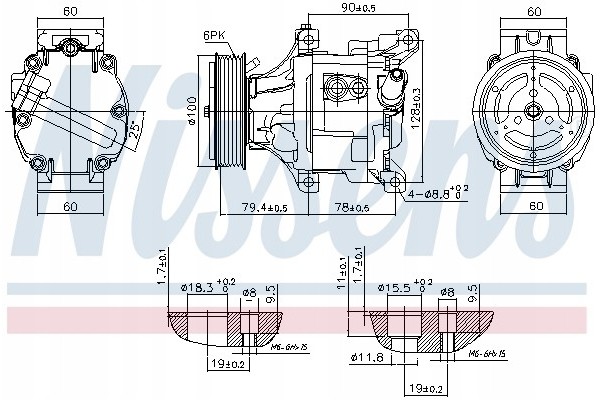 Compressor air conditioning NISSENS 89324 Part manufacturer Nissens