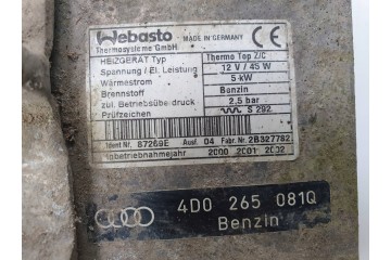 4D0265081Q Volkswagen Phaeton 2967 TDI 2005 Parking heater Webasto Catalog number of the part 4D0265081Q