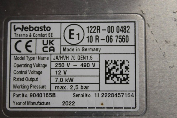 BATTERY HEATER WEBASTO 9040165B DACIA DUSTER III 3 Part manufacturer Dacia OE