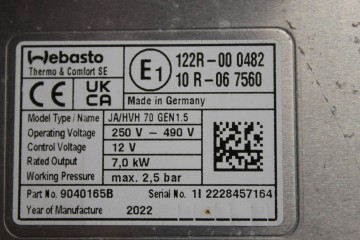 BATTERY HEATER WEBASTO 9040165B DACIA DUSTER III 3 Part manufacturer Dacia OE