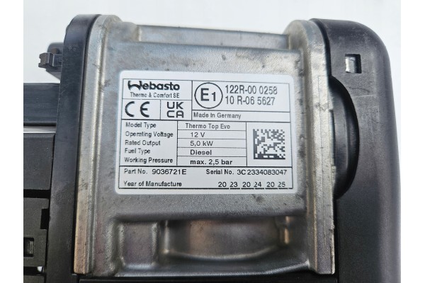 Webasto Thermo Top EVO Bmw G30 G31 G32 G01 G02 G03 G05 G06 9036721E NEW Quality of parts according to GVO O original with manufa